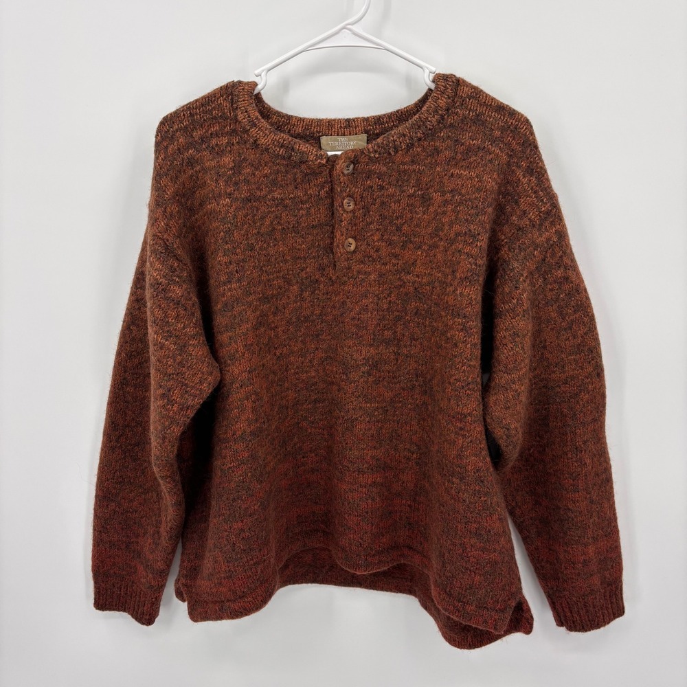 The Territory Ahead Henley Sweater Womens L Rust Excellent Alpaca Wool Blend